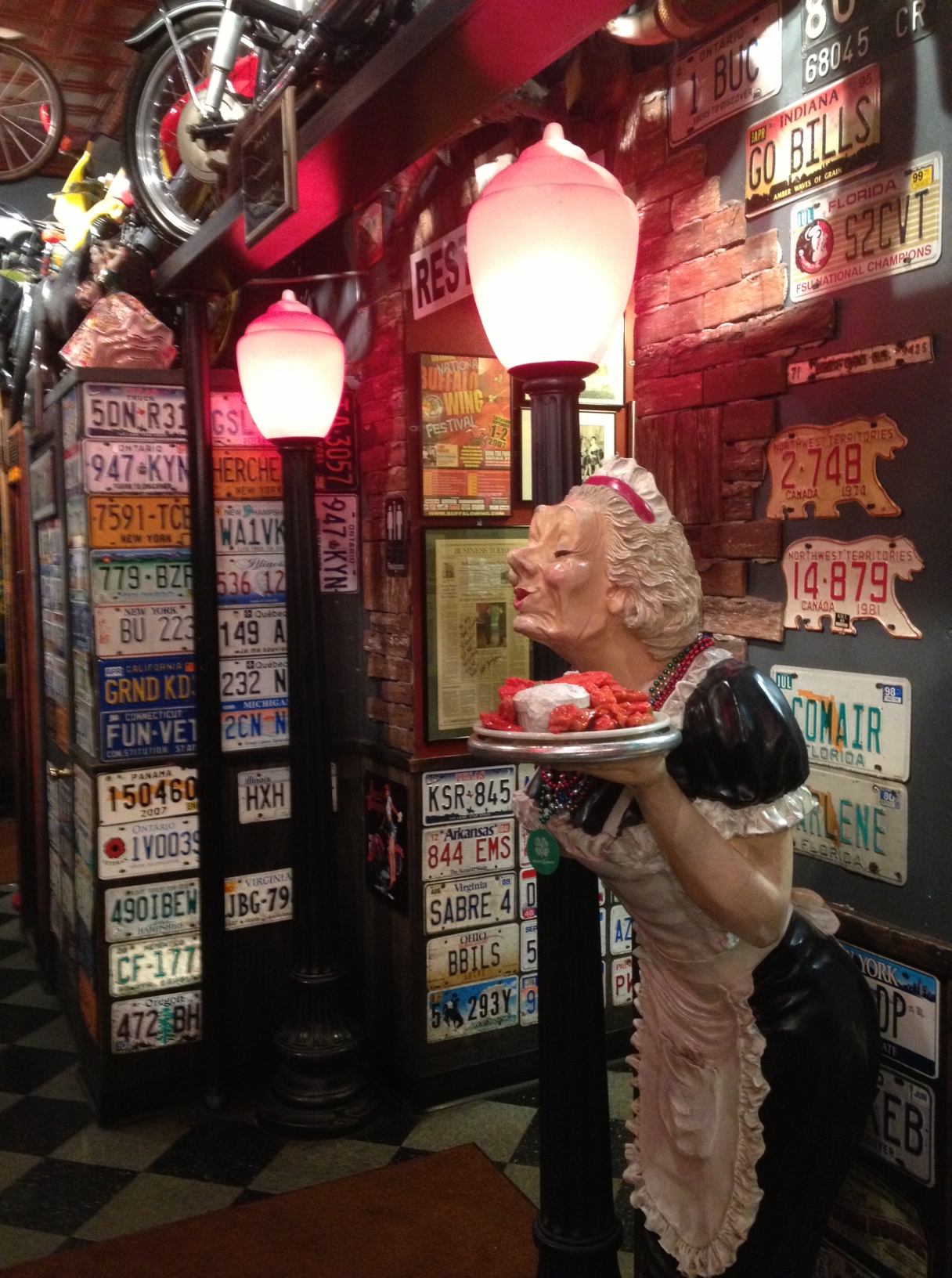 The Anchor Bar in Buffalo, NY.   The place credited with creating the Buffalo Chicken WIng. 