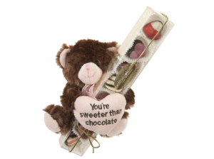 Plush Bear with Valentine Chocolate Hearts